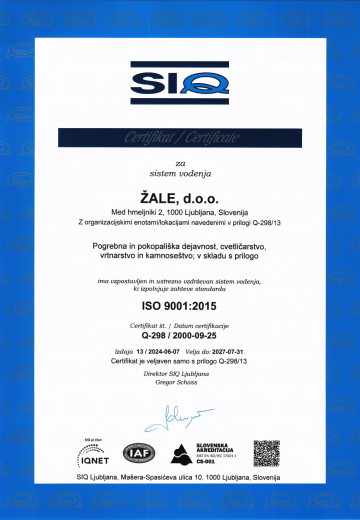 Certifikat 9001:2015